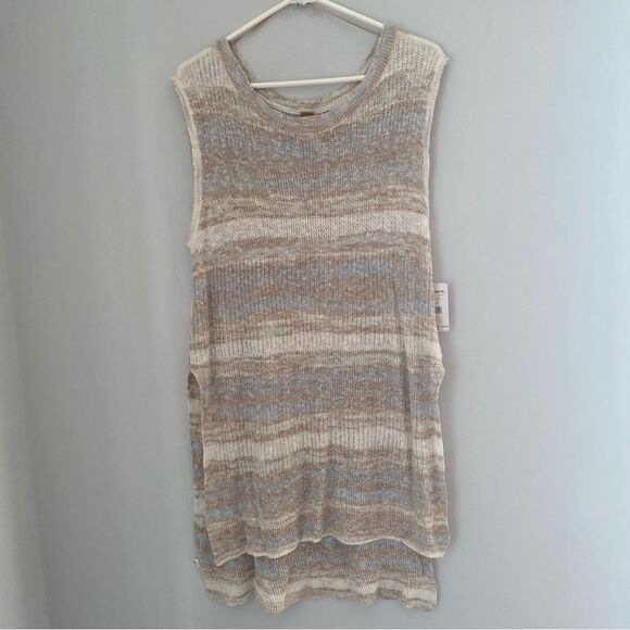 FREE PEOPLE Always Sunny Days Oversized Knit Tunic Top size XS Knit Sleeveless - Picture 2 of 4